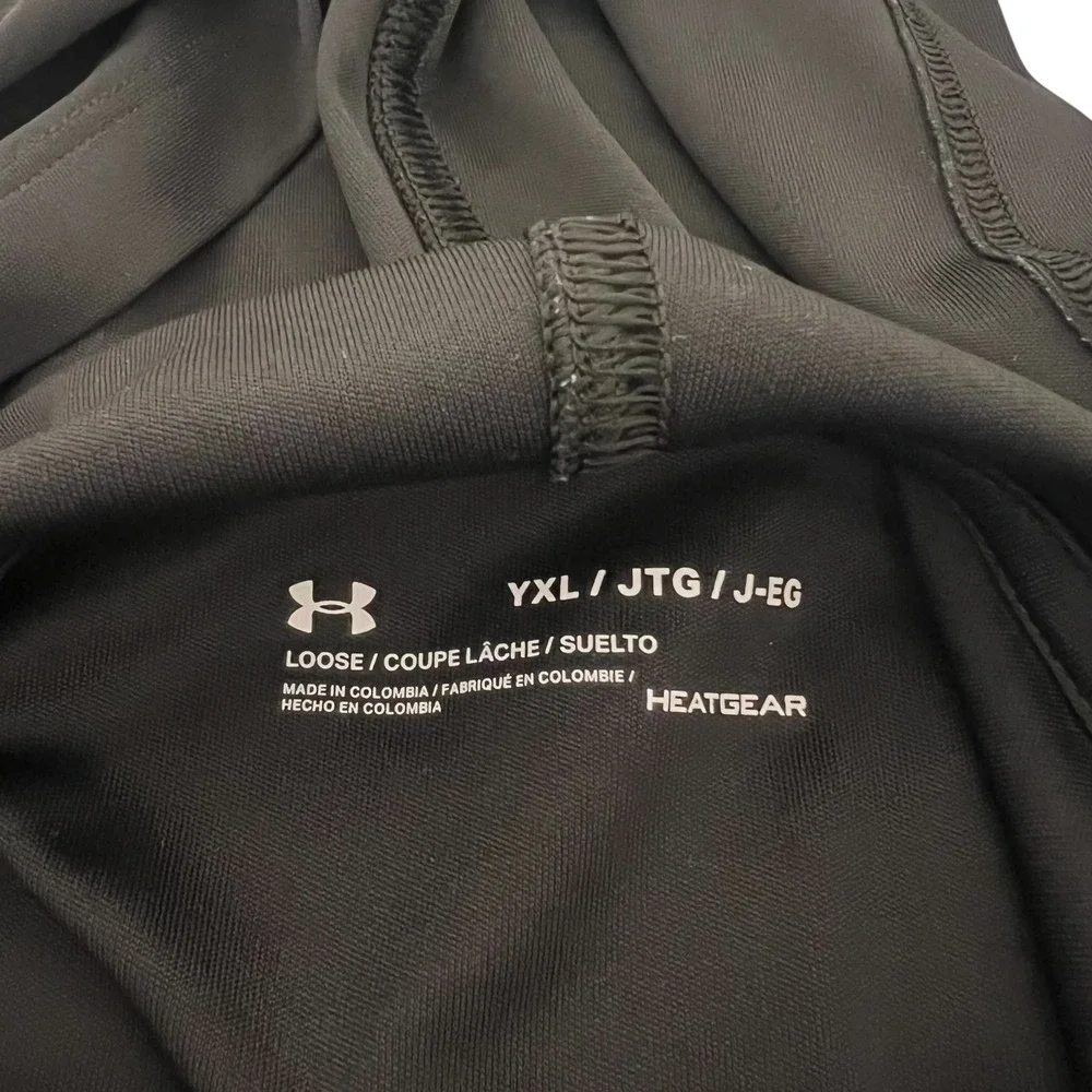 Under Armour Kids Youth YXL Black White Heatgear Hoodie Long Sleeve Pullover‎